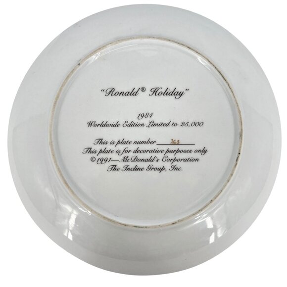 Ronald McDonald Ice Skating Winter Vintage Limited Edition Collectible Plate - Picture 7 of 9